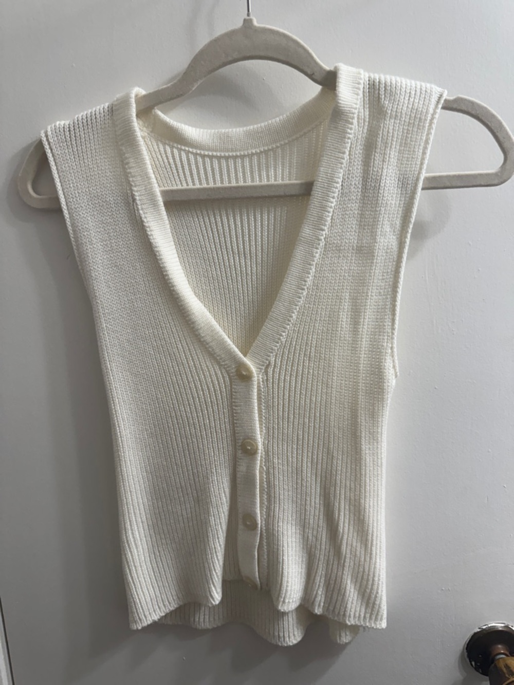 lola Ivory Ribbed Button-Front Knit Tank